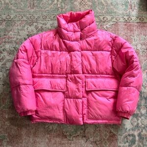 NVLT Pink Puffer Jacket in Bright Pink